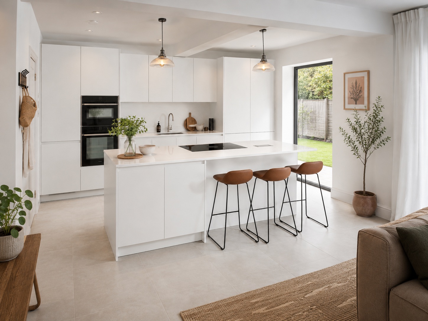 Nobilia Senso Premium Alpine White kitchen with smooth premium honed matt door, coordinated storage, worktop details and practical kitchen features, and a welcoming modern interior.
