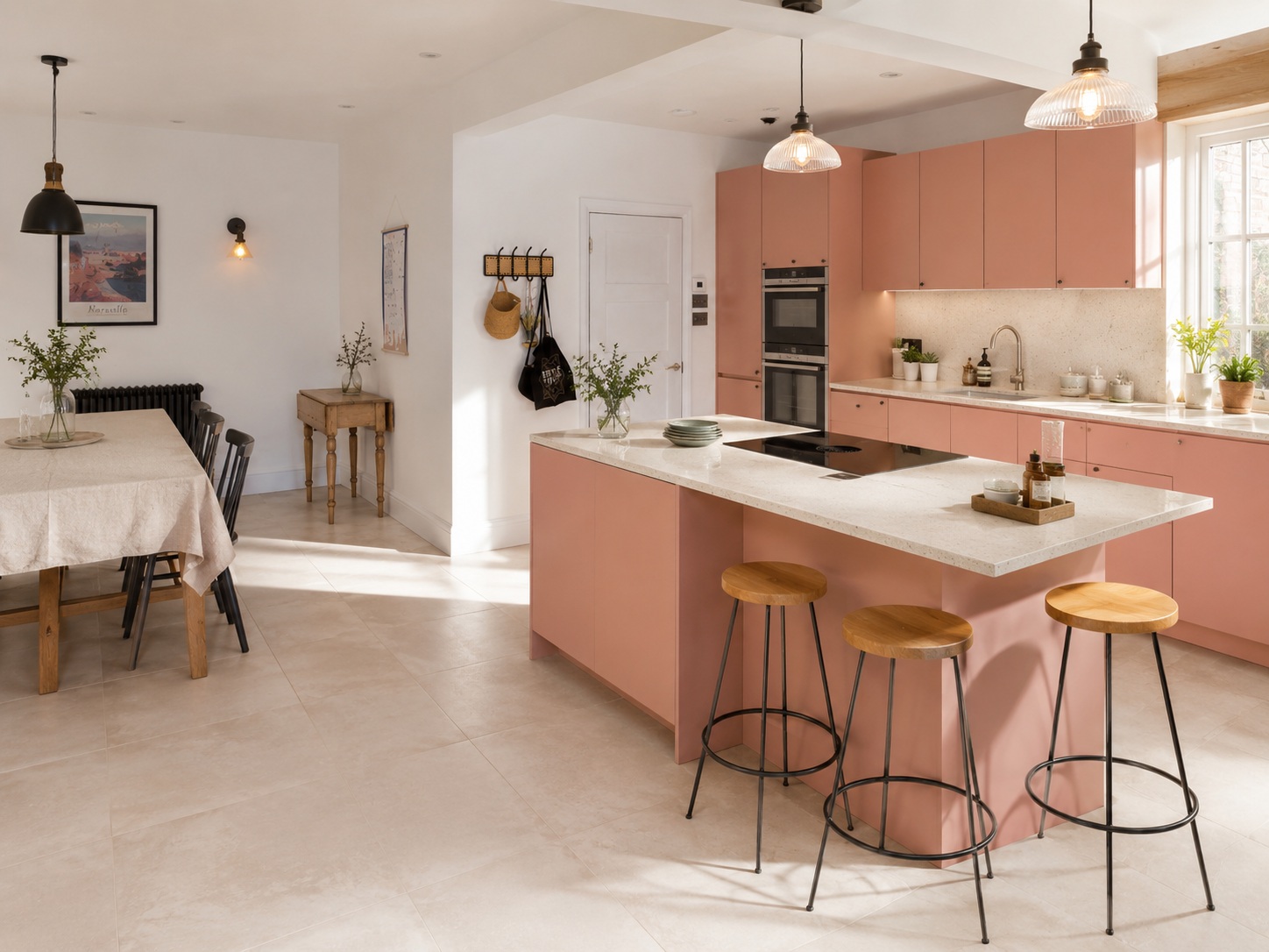 Nobilia Senso Coral kitchen with smooth premium honed matt door, coordinated storage, worktop details and practical kitchen features, and a welcoming modern interior.