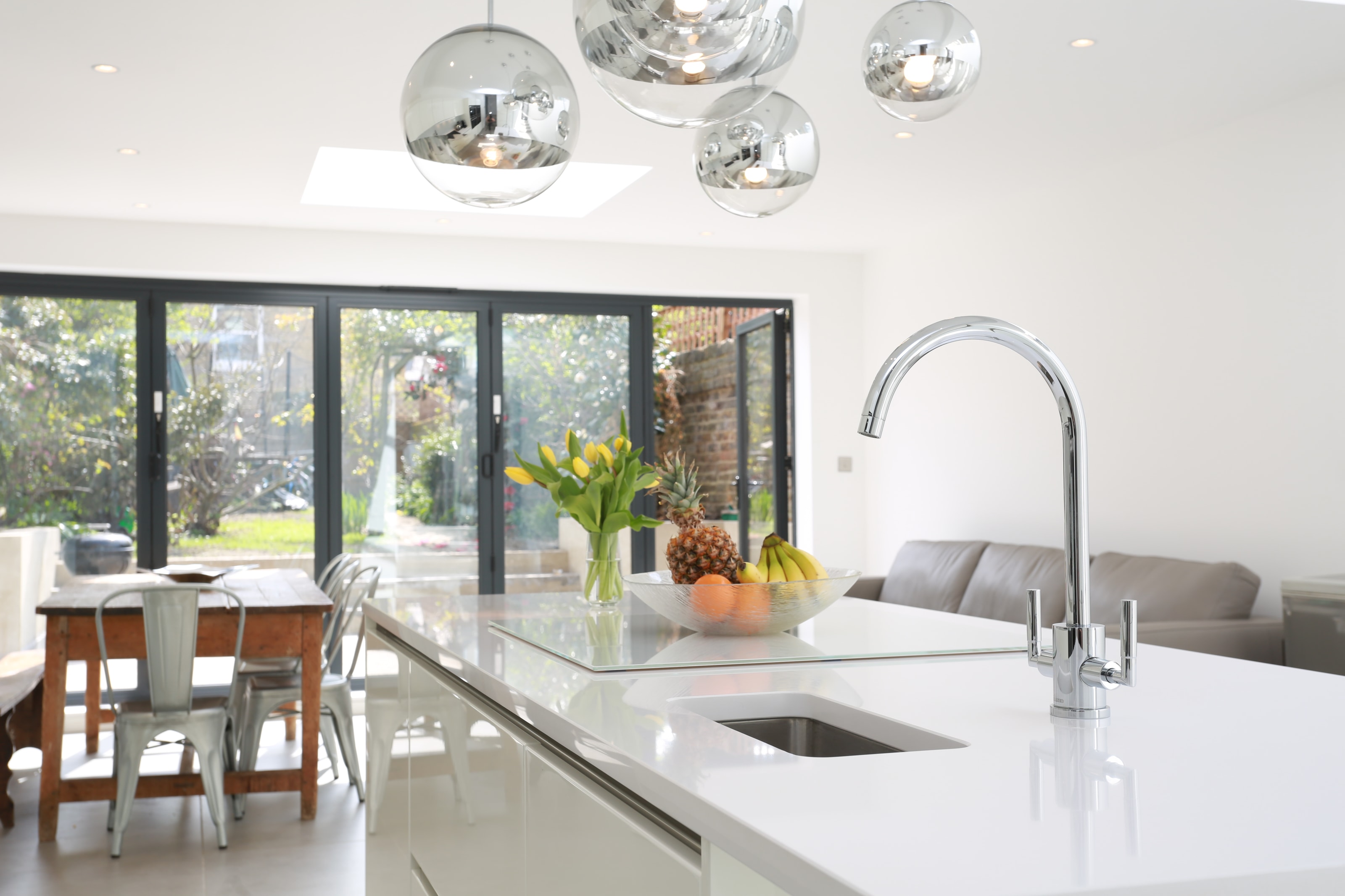 Nobilia White Gloss Compact Kitchen With Island 2021 1