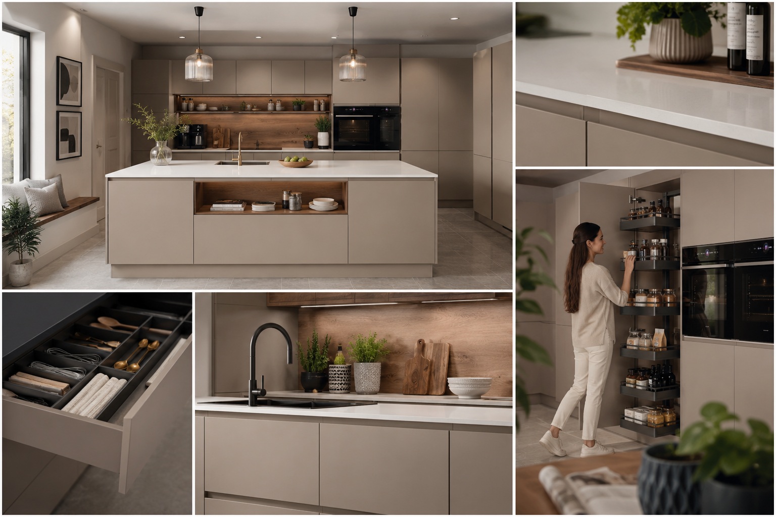 Stormer Matt White Mustard Handleless Kitchen 1 | Ligneous Kitchens, Surrey